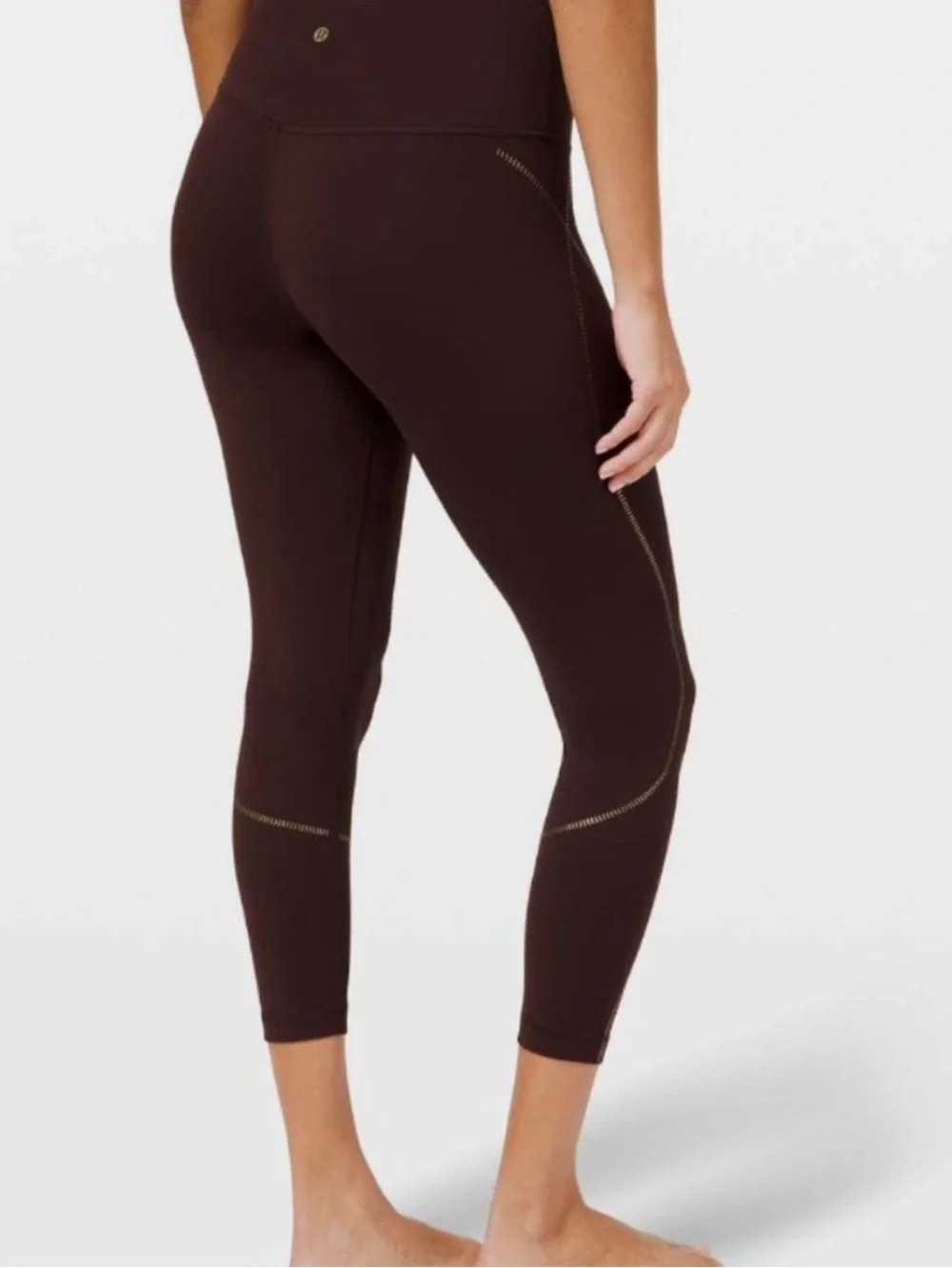 lululemon athletica French Press Align Gold Embossed Cropped Leggings NWOT